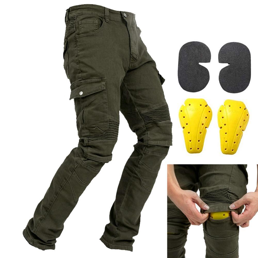 

2021 New Men Motorcycle Riding Motocross Racing Jeans Protective Pants with 4 x Detachable Ce Certified Knee Hip Protector Pads Guur