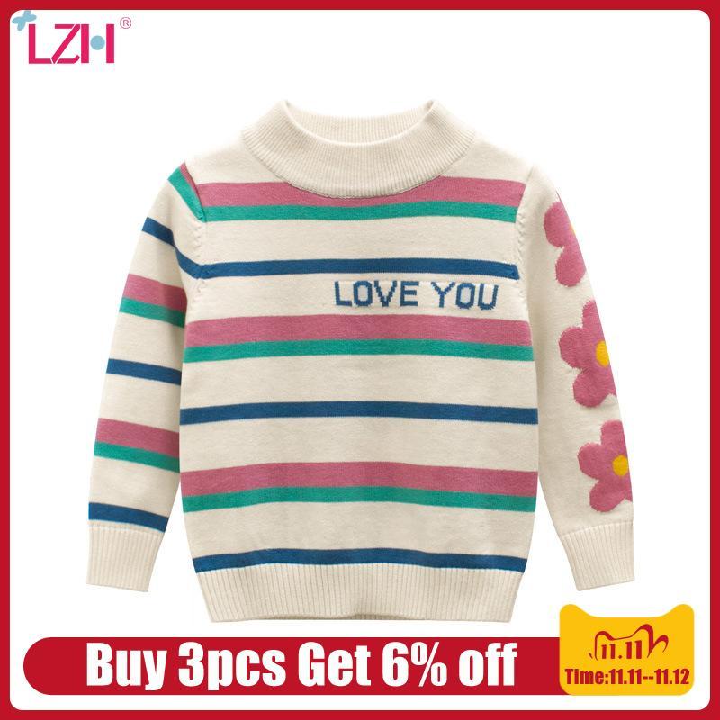 

LZH Children Sweaters 2020 Autumn Winter Toddler Girls Knitting Stripe Sweaters For Girls Soft Tops Kids Warm Pullover, Color