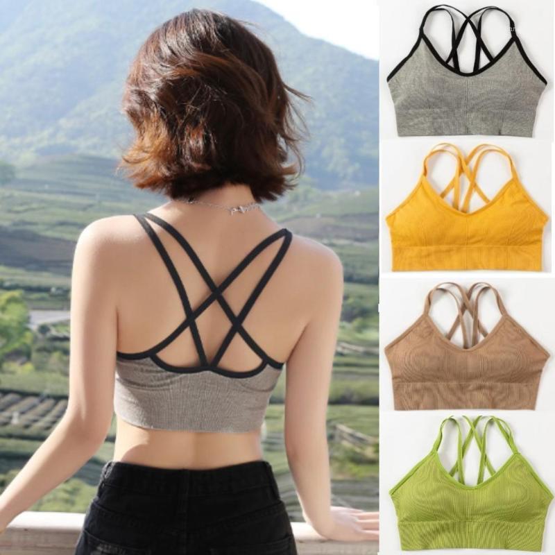 

Sports Bra Yoga Women Push Up Bra For Women Fitness Top Sport Cross Strap Back Running Gym Quick Dry Crop Top1, Black