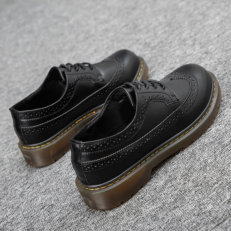 

Men Oxford Boots Top Martin Quality Dress Brock Work Shoes Big Size 38-45, Black