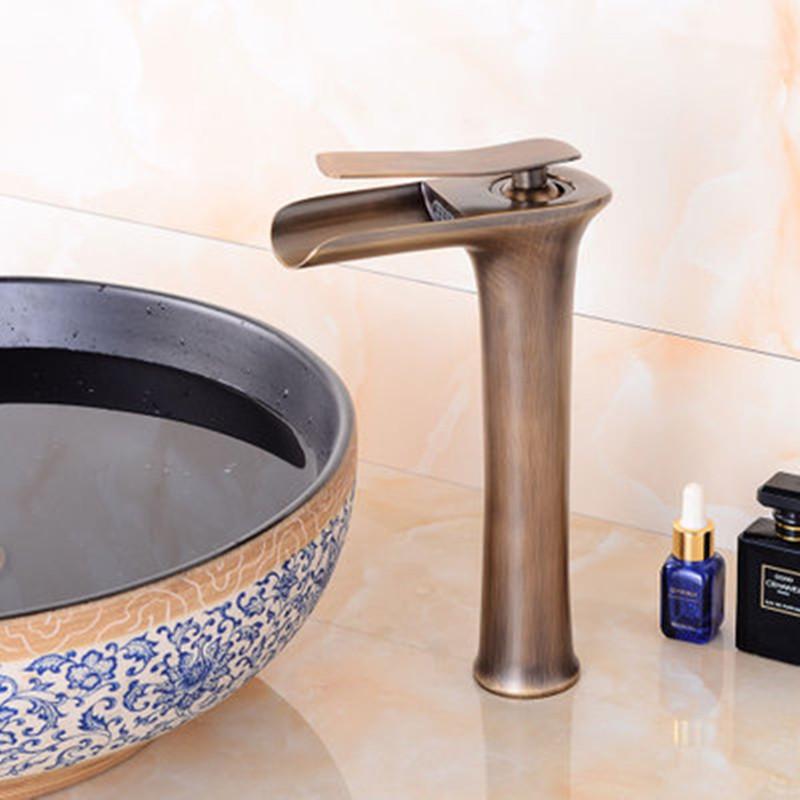 

European-style tabletop basin cold and hot water faucet bathroom waterfall faucet creative washbasin