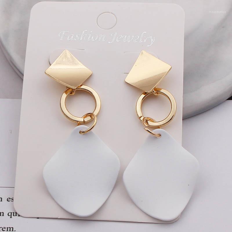 

2020 New Fashion Statement Earrings Green White Red Geometric Drop Earrings for Women Punk Metal Earring Trendy Jewelry Elegant1