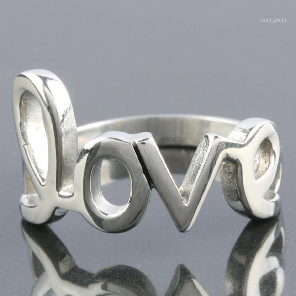 

Cluster Rings Hollow LOVE Silver Color Letter Alphabet For Couples Stainless Steel Finger