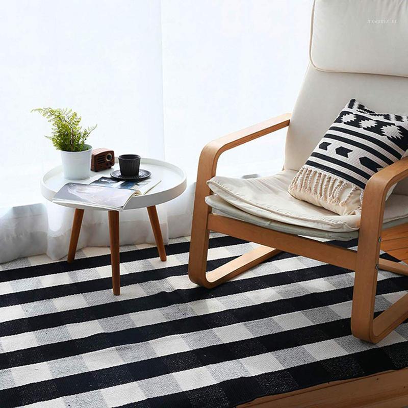 

Simple Plaid Home Entrance Doormat Anti-Slip Garden Patio Rugs Foot Pad Prayer Mats1, Black white