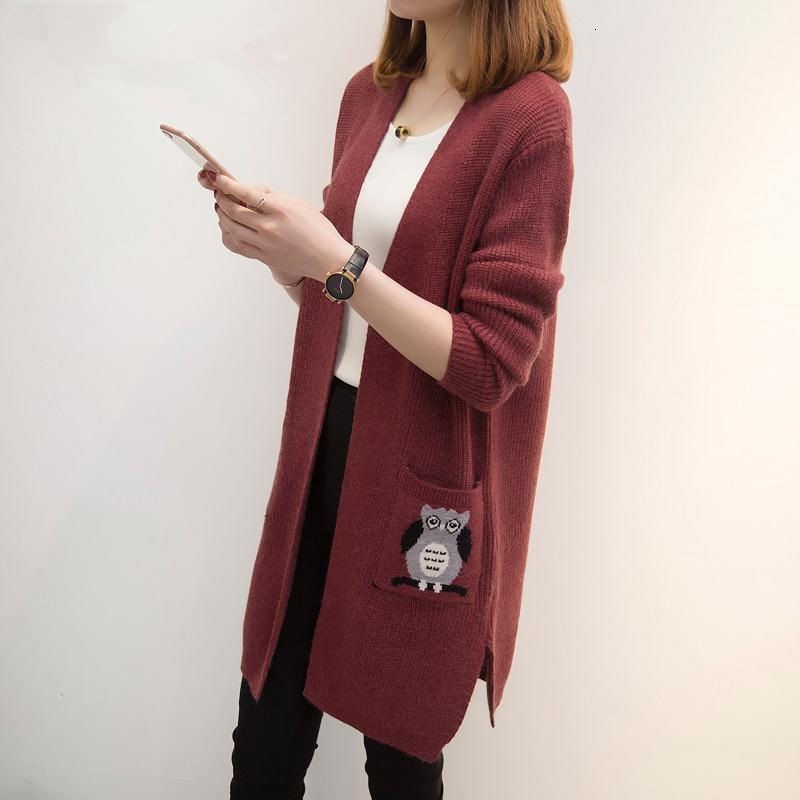 

2021 New Spring and mid autumn cardigan mesh length women's new thick crochet sweater jacket, Coffee