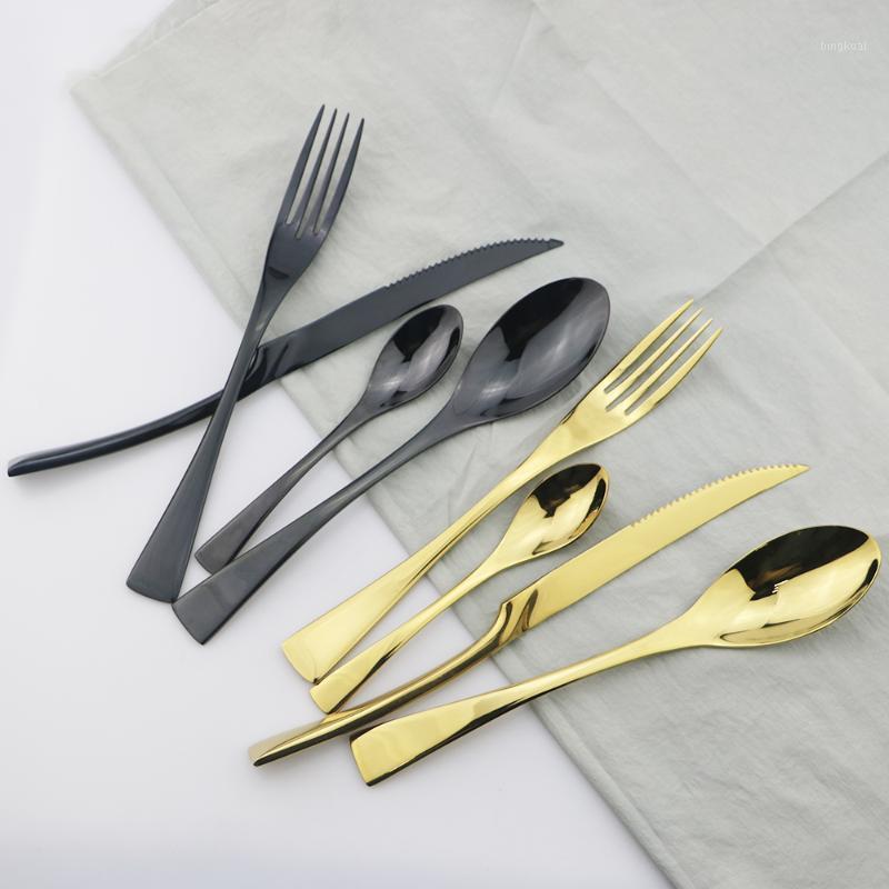 

Black Gold Dinnerware Set 304 Stainless Steel Cutlery Set Sharp Steak Knives Fork Spoons Dinner Kitchen Tableware Silverware1