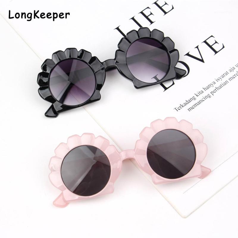 

2020 Round kids Sunglasses Children Fashion Cute Ripple Flower Shell Shape Sunglasses UV400 Girls Boys Baby Pink Eyewear Gift1