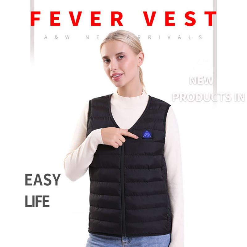 

Lightweight Heated Jacket, 5V USB Charging Heating Vest Temperature AdjustableCharging Heated Jacket For Outdoor Camping Fishing, Black