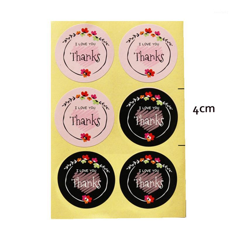 

120/240pcs Thanks Seal Sticker Birthday Wedding Party Candy Gift Box Decor 4cm Pink Black Round Garland Sticker Supplies1