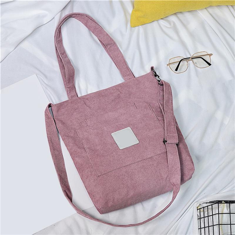 

Women Corduroy Shopping Bag Female Canvas Cloth Shoulder Bag Environmental Storage Handbag Reusable Foldable Eco Grocery Totes, Yellow