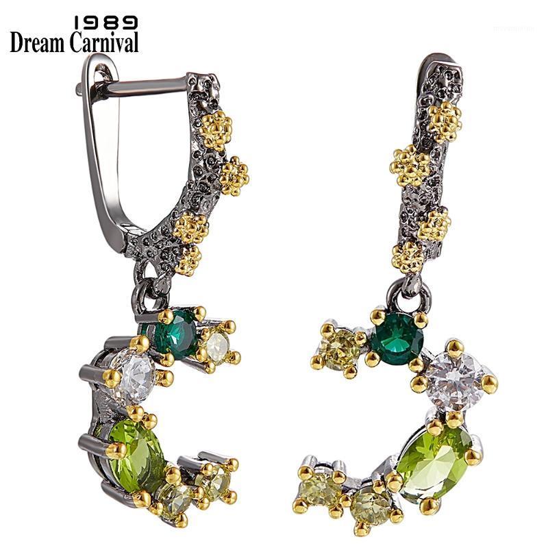 

DreamCarnival1989 Top Brand Quality Earrings for Women Wedding Engagement Party Green Tone Colors Zircons Jewelry WE39481