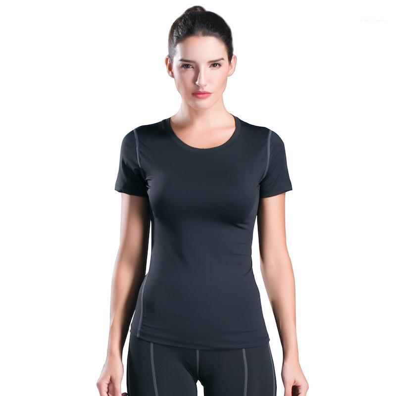

Gym Women's Sport Shirts Quick Dry T Shirt Elastic Yoga Sports Tights Running Workout Tops Short Sleeve Tees Blouses Sportswear1, Black