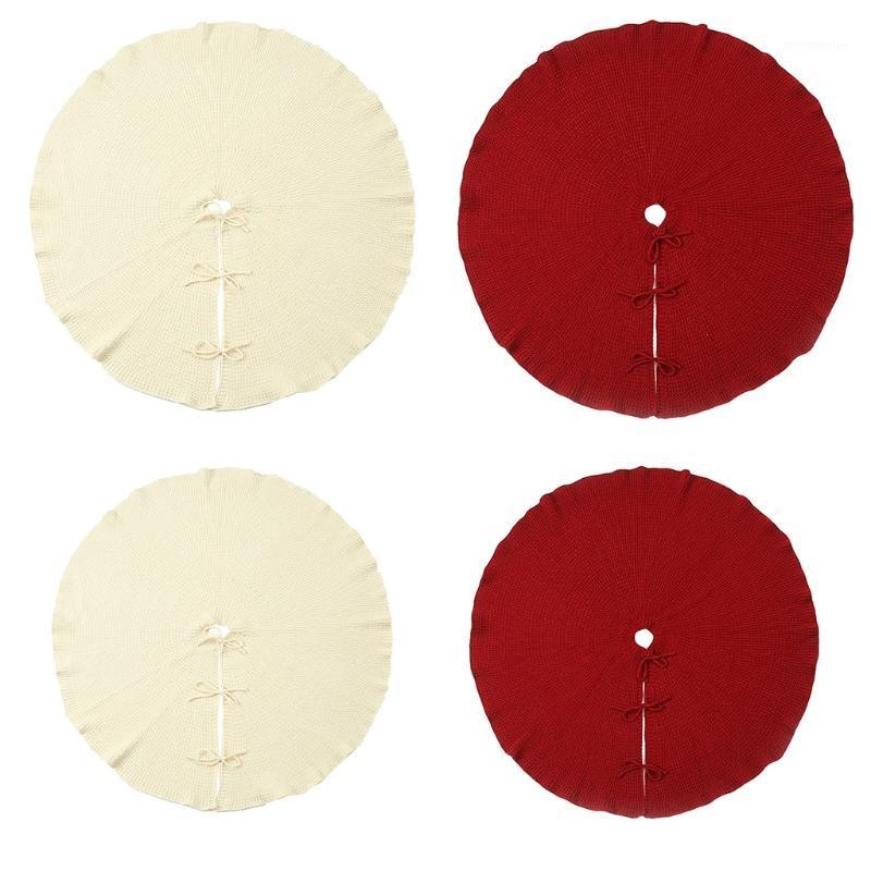 

92/122cm Rustic Christmas Tree Skirt Ornament Round Carpet Floor Mat with Ties1