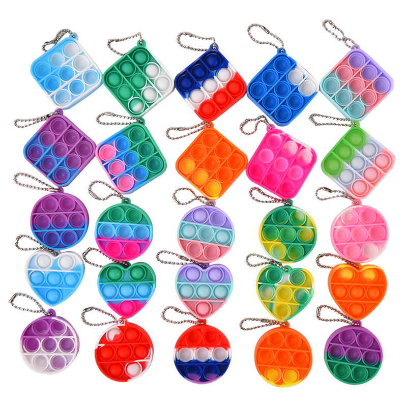 

Simple Dimple fidget toy Keychain Push Poo Its Bubble Circle Round Anti Stress Decompression Board Key Ring Finger Toys
