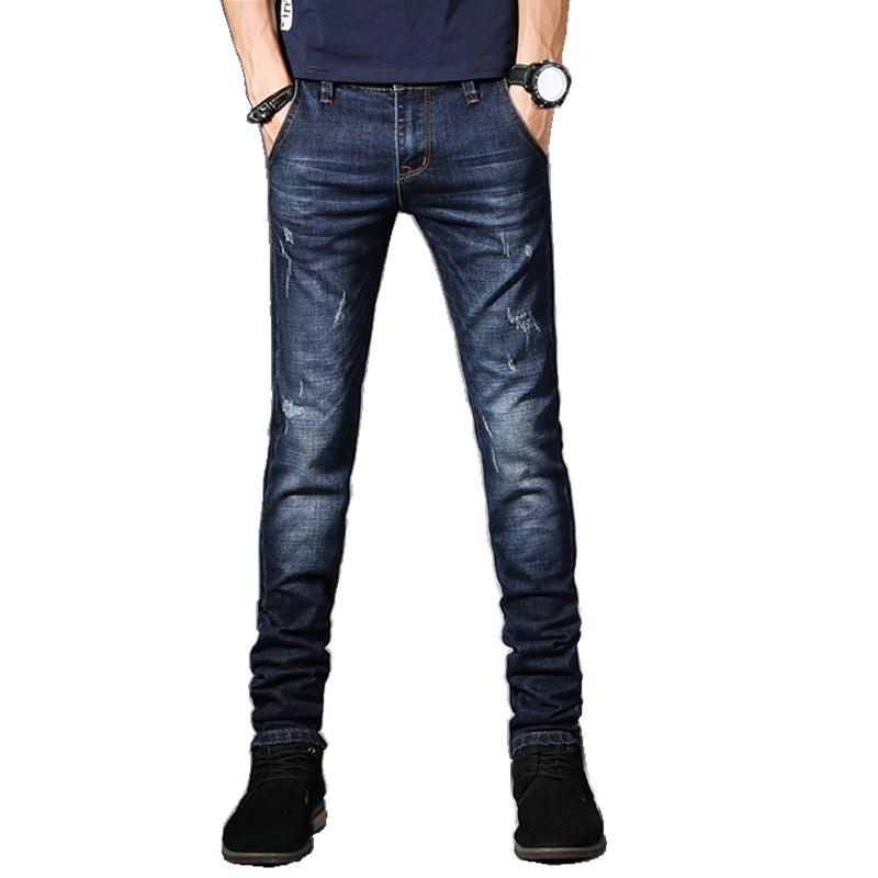 

2020 New Mens brand jeans Fashion Men Casual Slim fit Straight High Stretch Feet skinny jeans men black hot sell male trousers, Blue