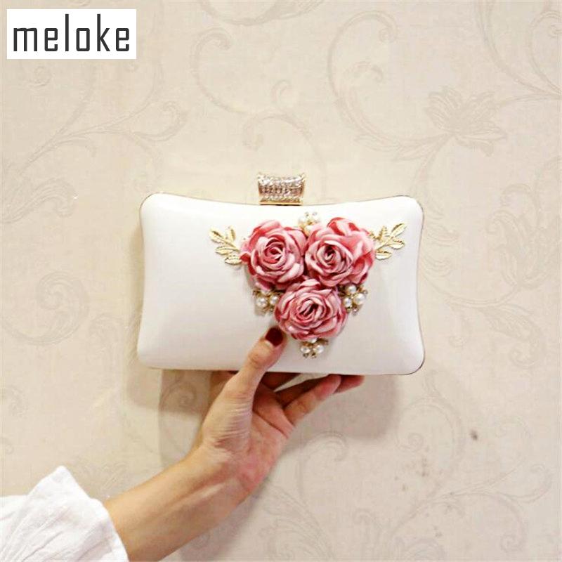 

2020 hot sales women handmade evening clutch bags flowers party bags with chain wedding dinner MN771, Black