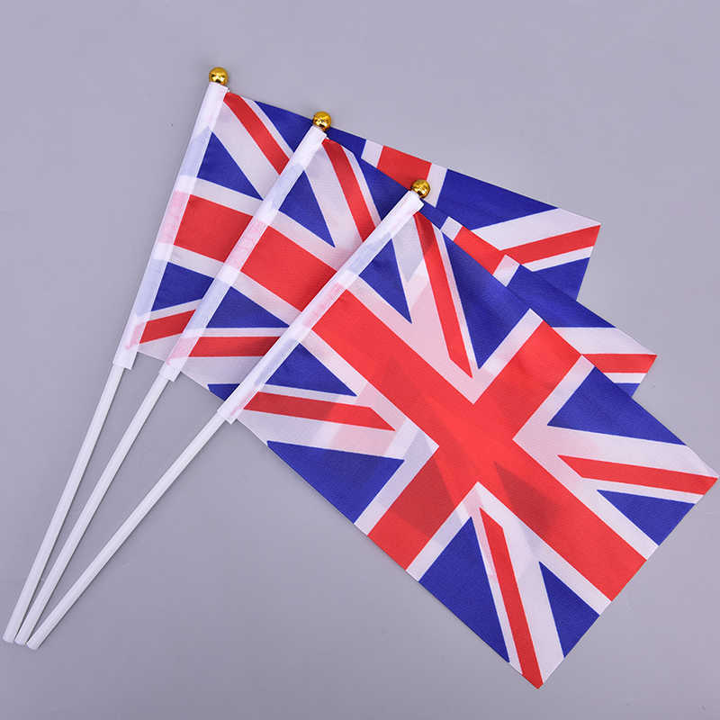 

21*14cm England National Flag UK Flying Flag Britain United Kingdom Banner With Plastic Flagpoles Hand Waving Flags