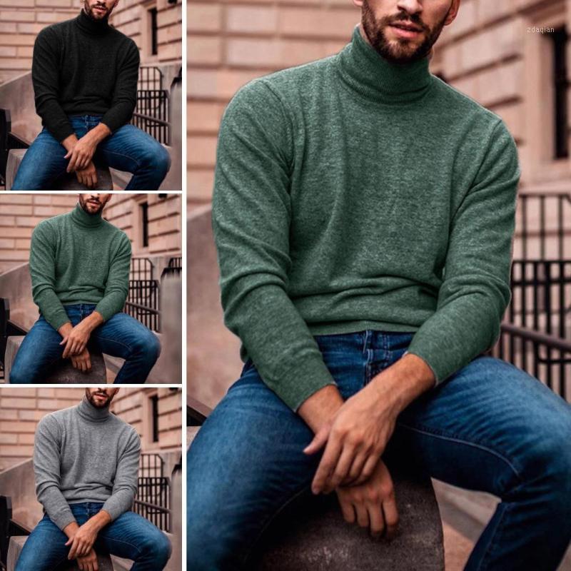 

Fashion Men Solid Color Long Sleeve Turtle Neck Warm Knit Shirt Pullover Sweater Top1, Black