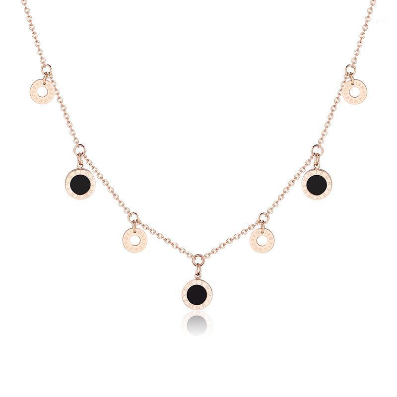 

Chains Ladies Charm Necklace Roman Number Stainless Steel Rose Gold Choker For Women Collier Femme Jewelry1