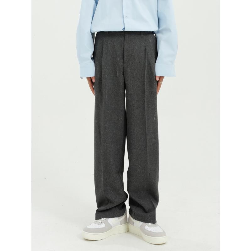 

Male Japan Korea Streetwear Hip Hop Vintage Fashion Pants Men Solid Color Casual Straight Suit Trousers, 322