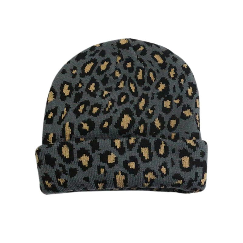 

Fashion Casual Hat Caps Autumn Winter All-match Wool Hats Leopard Warm Knit Retro Beanies Cappello Donna Hot