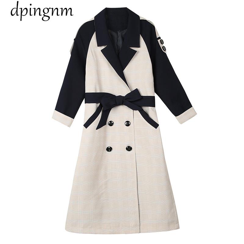 

trench coat for women plus size black beige pink double breasted female casual oversize long coat women xl