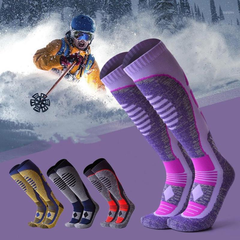 

Women Men Winter Warm Ski Snow Sports Socks Thermal Long Ski Snow Walking Hiking Sports Towel Socks Merino Cotton Kids Durable1, Men yellow