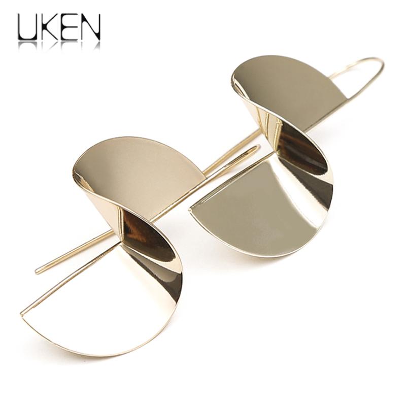 

UKEN Fashion Jewelry Brincos Brightness Metal Geometric Simple Earrings For Women Alloy Dangle Eardrop Punk Earrings