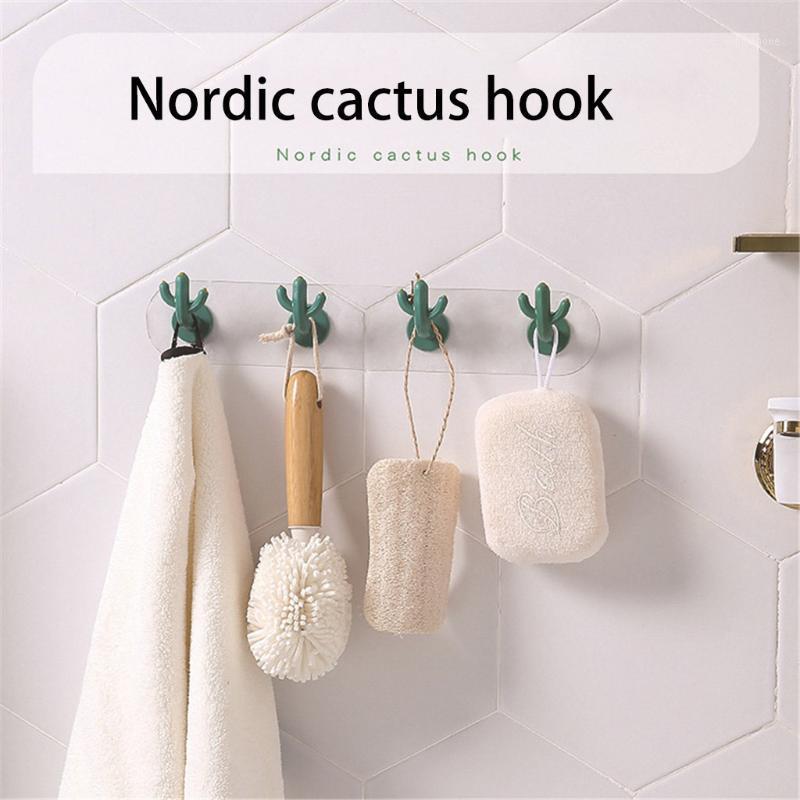 

Creative Cactus hook seamless bathroom hook Cute wall decoration hanging wall free sticky punch organizers ABS1