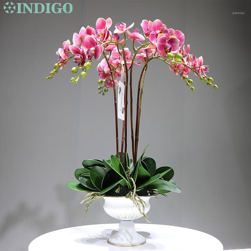 

INDIGO- Purple Orchids Phalaenopsis DIY Flower Arrangment Real Touch Flower Office Table Decoration Free Shipping1, 1 stem leave