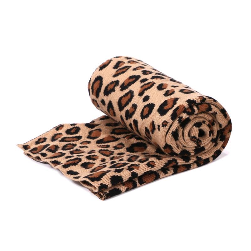 

2pcs Winter Women Wool Beanie Hat Scarf Set Leopard Printing Spots Sexy Outdoor Warm Hedging Caps