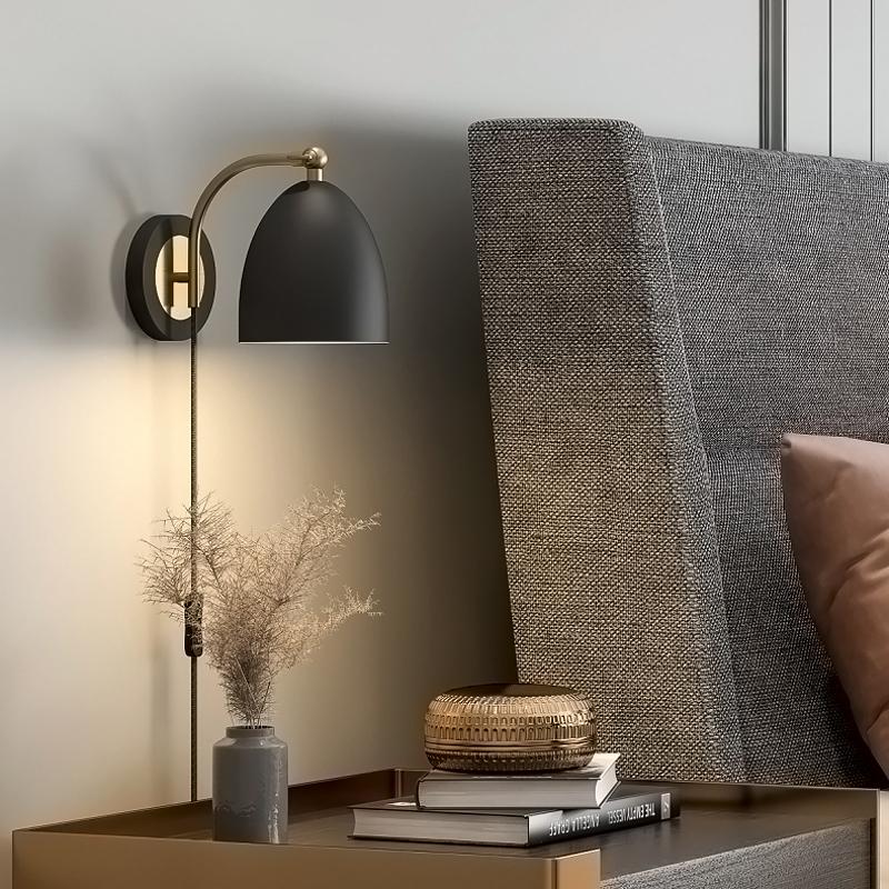 

American creative black&golden iron art wall lamps Modern simply indoor deco E27 LED bedside lamp porch&aisle&corridor FDB015