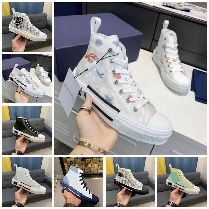 

Designer Casual Shoes B23-24 Oblique Technology Canvas Trainers Sneakers Men Women Fashion Breathable Outdoor Platform Flat Trainer Sneaker 35-45, Black