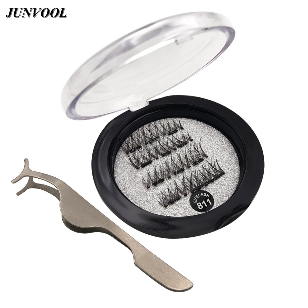 

Natural 3D Magnetic Eyelashes Invisible Magnetic Lashes with Tweezers Hand Made 3 Magnet Eyelash Thick Full Strip False Eye Lash