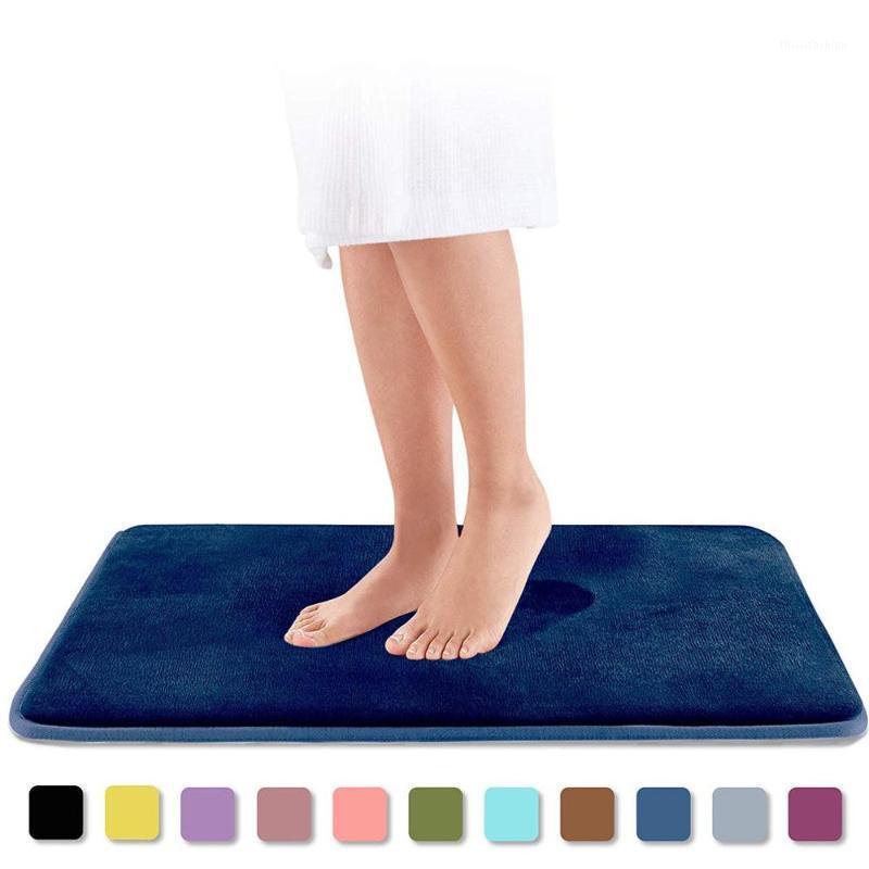 

Home Bath Mat Non-slip Bathroom Carpet Soft Coral Fleece Memory Foam Rug Mat Kitchen Toilet Floor Decor Washable 6 colors1