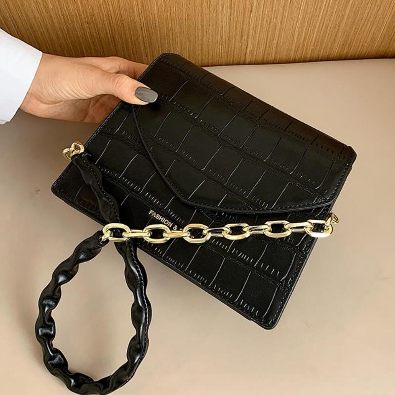 

Crocodile pattern Square Crossbody bag 2021 New High quality PU Leather Women's Designer Handbag Chain Shoulder Messenger Bag, Black