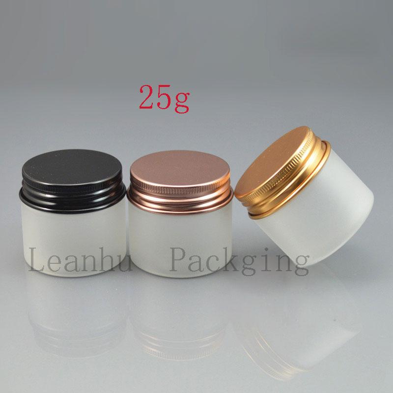

Frosted PET Cosmetics Cream Jar With Aluminum Screw Cap,25G Portable Travel Cream Jars Cosmetic Packaging Mini Sample Containers