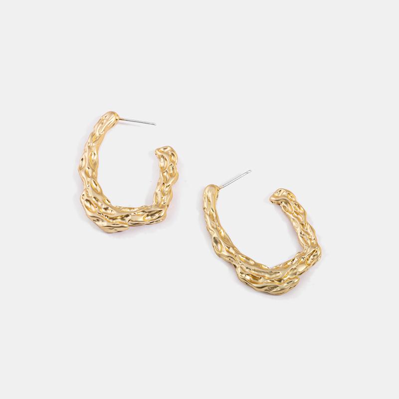 

2021 Vintage Gold Color Large Hoop Earrings for Women Girl Irregular Geometric Hoop Earrings Fashion Jewelry Women Accessories