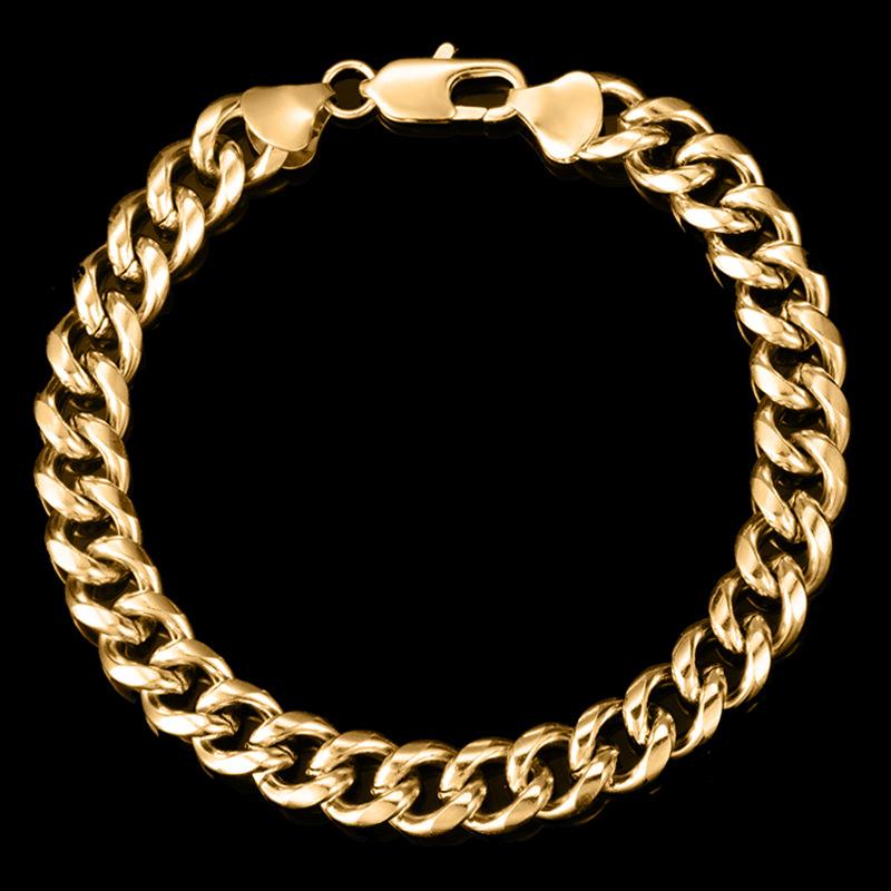 

Men's Bracelets Gold Hand Chain Curb Link Jewelry For Mens Gift Pulseiras masculinas Gold bracelet