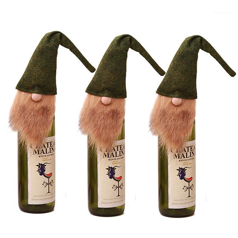 

3pcs Nordic Santa Claus Dwarf Doll Wine Bottle Cover Case Christmas Ornaments for Dinner Party Christmas Eve Decorations1