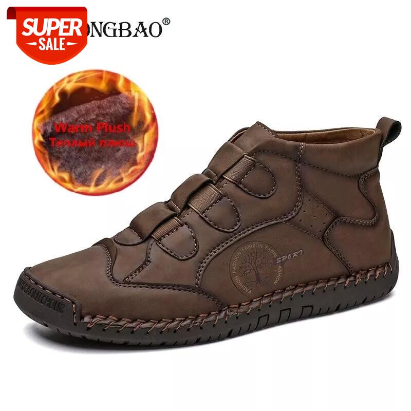 

High Quality Leather Men Boots Warm Plush Snow Boots Winter Work Shoes Men's Footwear Rubber Ankle Sneakers Size 48 #Xe5A, Beige