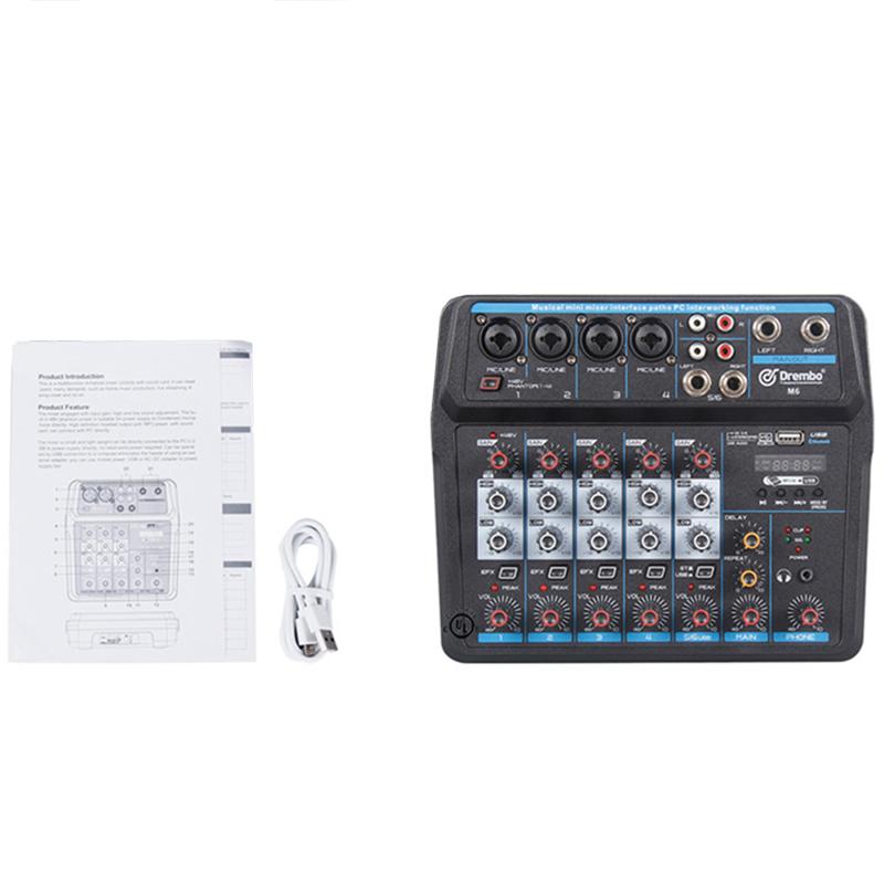 

HOT-4 Channel Protable Digital o Mixer Console with Sound Card,Bluetooth, USB, 48V Power for DJ Recording EU Plug