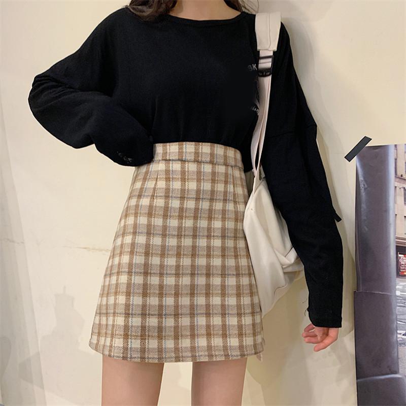 

Women Summer Skirt 2020 Stitching Empire Waist Korean Style Pleated Skirts Ladies Cute Girls College Plaid Mini Skirt, Gray