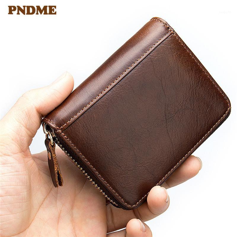 

Simple vintage natural genuine leather men women's business card holder coin purse casual real cowhide small ID bag1, Black