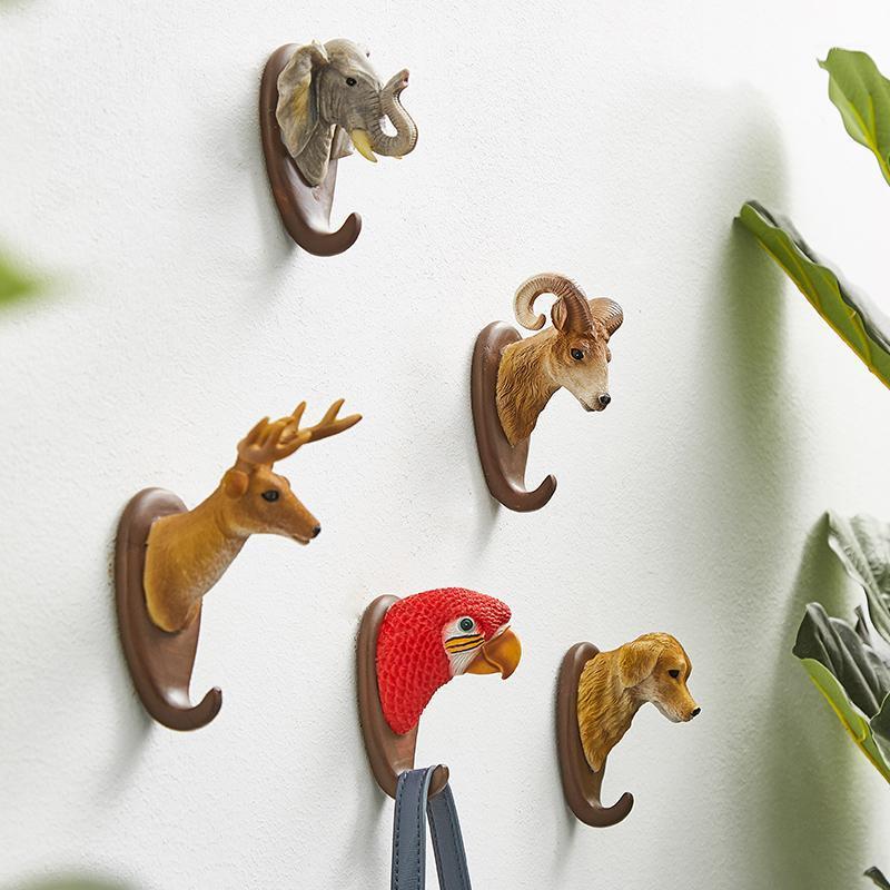 

Animal Clothes Hook Creative Door Wall Hook Porch Key Rack Children's Room Bedroom Wall Cute Resin Clothes1