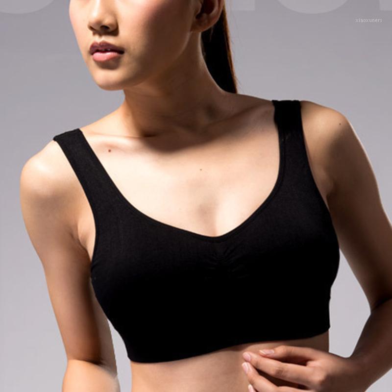

WireFree Sports Bras for Women Running Yoga Top Fitness Seamless Clothes with Pad H7JP1, Black
