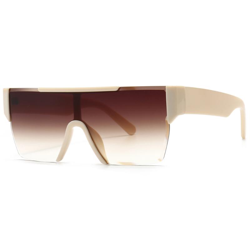 

Sunglasses Veshion Flat Top Retro For Men Frameless One Piece Gradient Rimless Glasses Women Square Beige Brown Uv400 2021