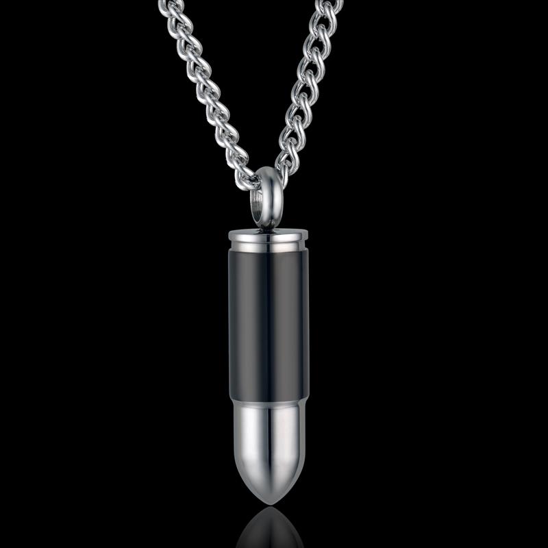 

Mens Necklace Stainless Steel Hip Hop Black Pendant Silver Color Pendant Necklace , Colar Masculino
