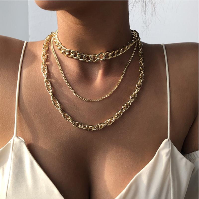 

LUMPER Punk hip-hop style new multi-layer necklace fashion metal chain neck chain