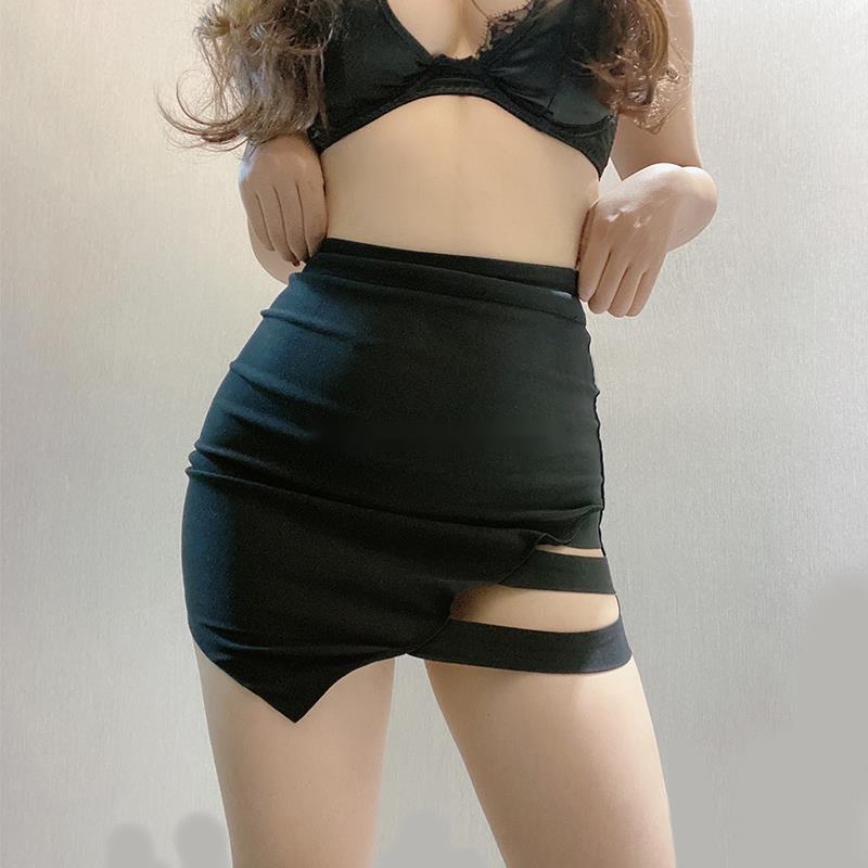 Skirts WOMENGAGA High Split Sexy Short Mini Pencil Skirt Black Irregular Skinny Hip Summer Korean Women Boho Kawaii 6HPB-image-748852911